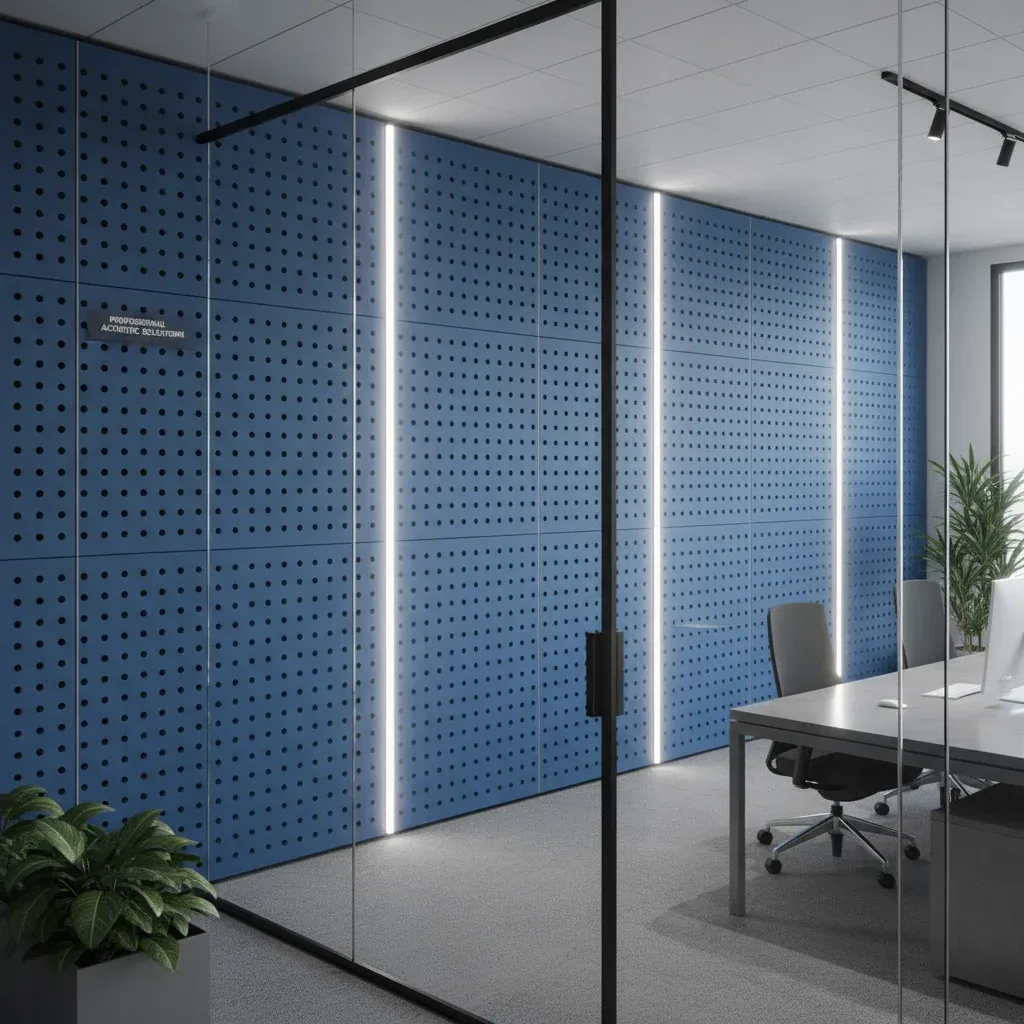 Placa acústica azul de yeso laminado