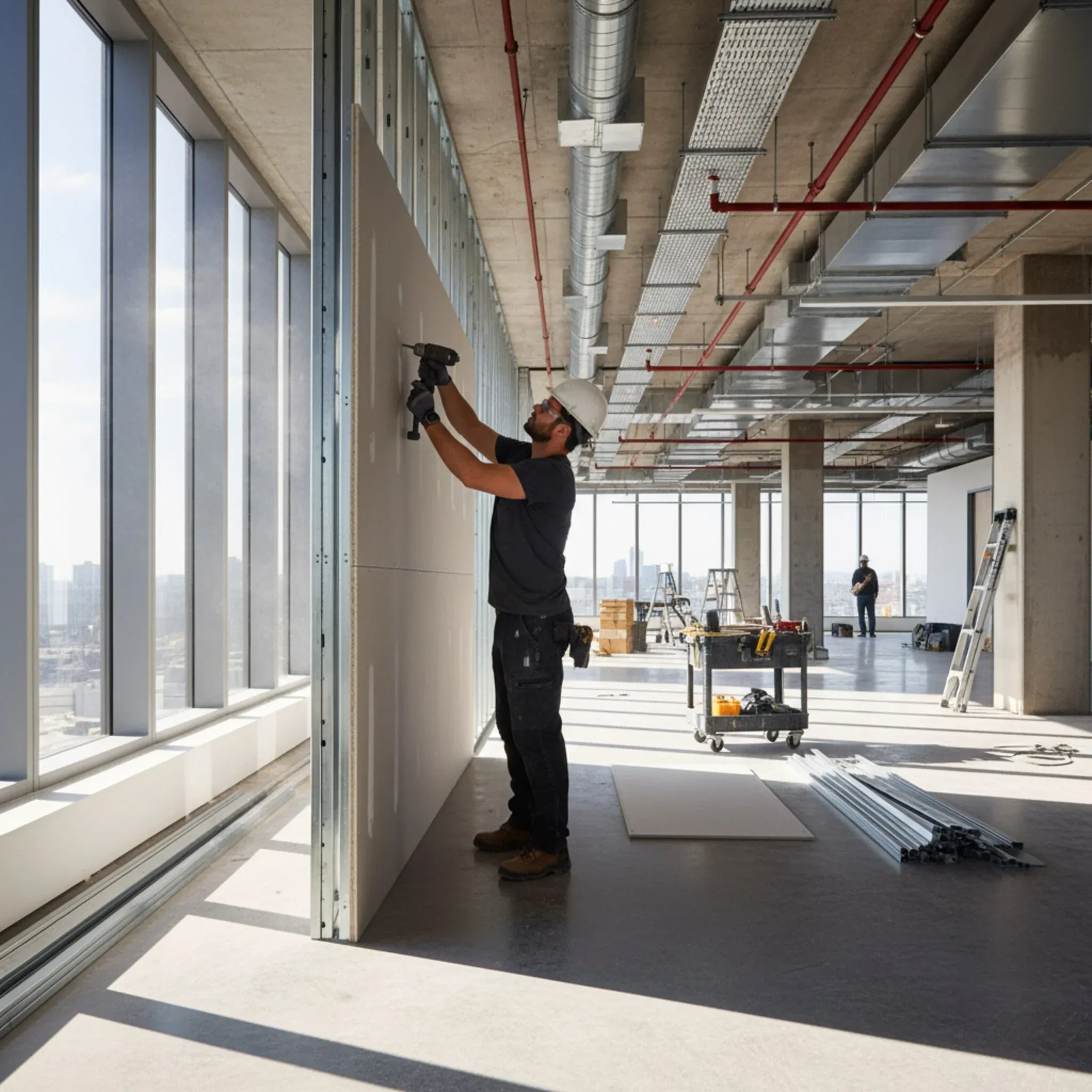 Tabiquería profesional en oficina moderna