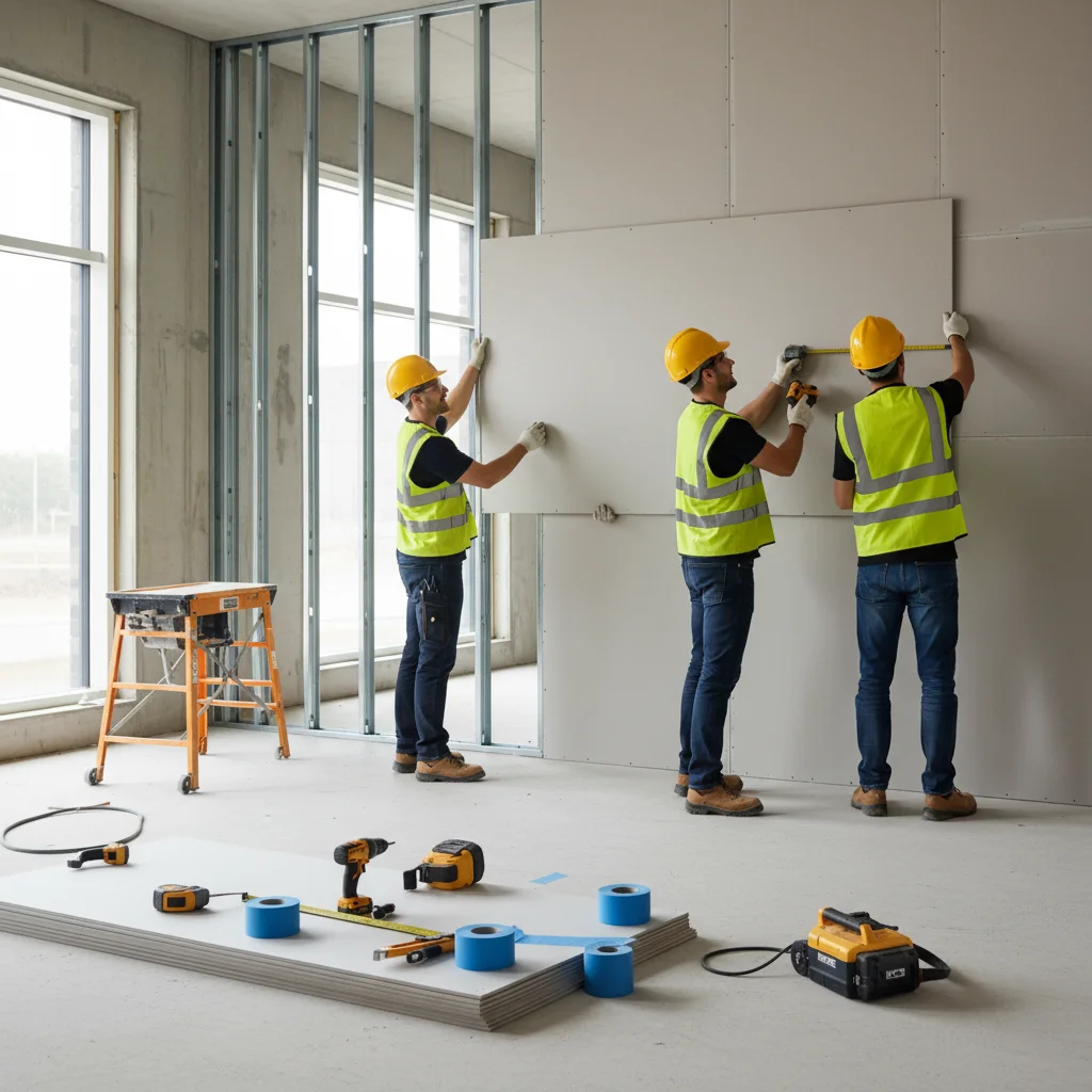 Equip professional d'instal·lació de guix laminat acústic a Girona