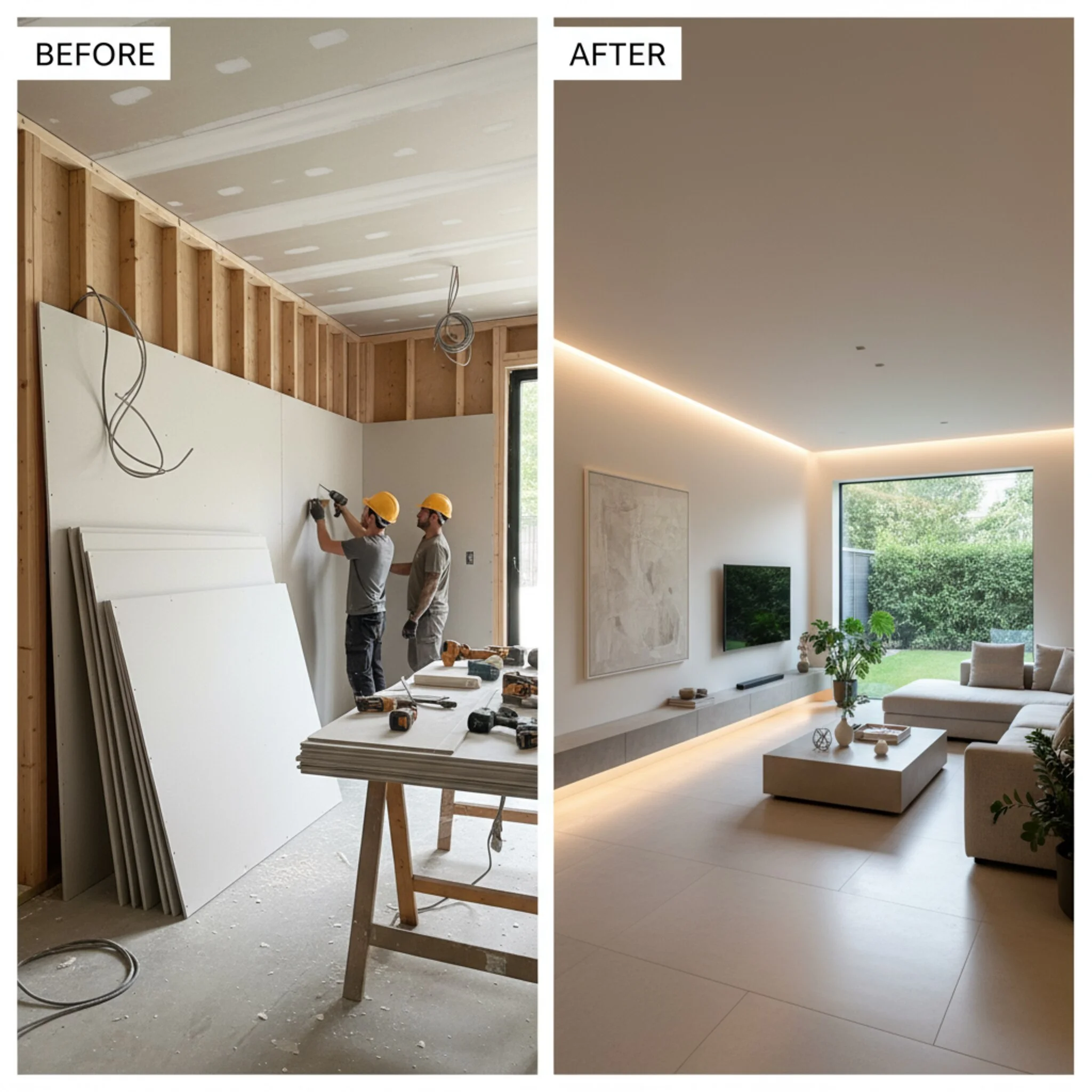 Complete interior renovation with dry construction